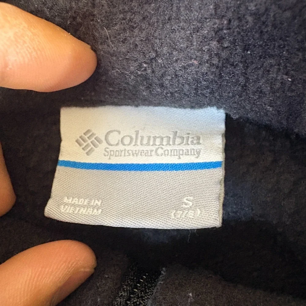 Columbia Sportswear Fleece Jacket Boys S 7-8 Black Logo Raglan Sleeve Full Zip
